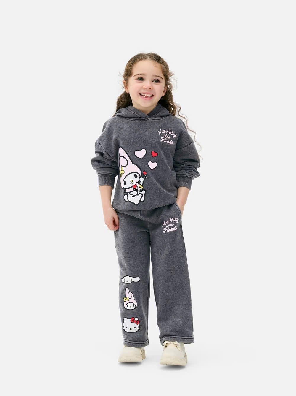 Bộ nỉ bông Pri.mark dư xịn màu ghi Melody Kitty & Friends bé gái size 2-8y