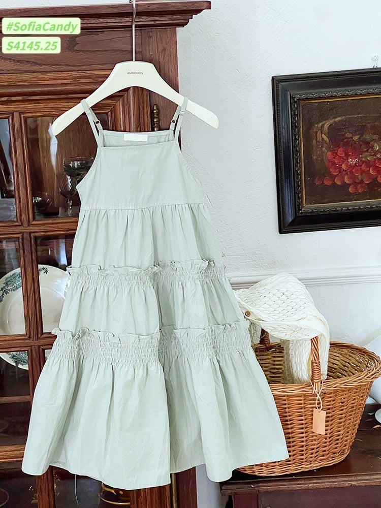 S4145 - Váy thô Sofia Candy màu xanh mint dáng maxi size 1-10y