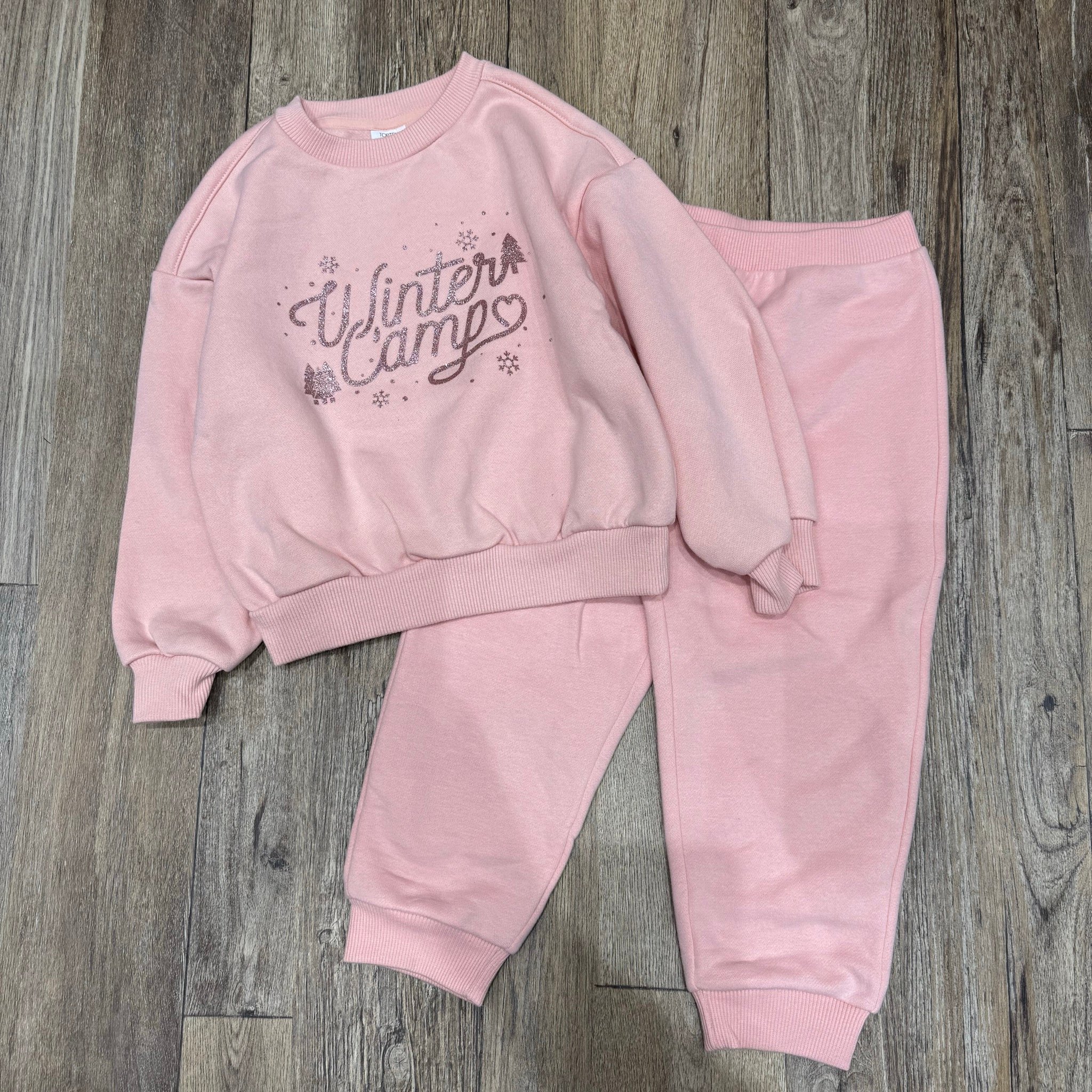 Bộ nỉ bông Topten 3 màu hồng / kem / đen Winter Camp size 110 - 160