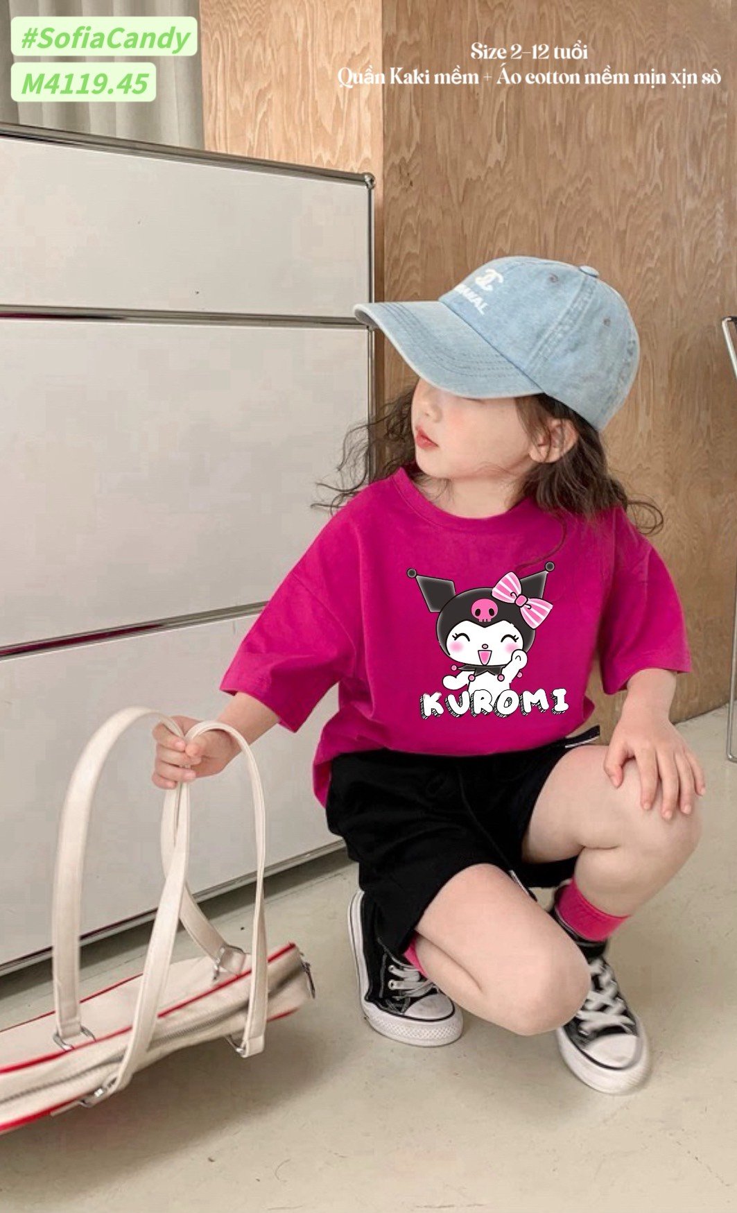 M4119.45 - Set bộ Mia Kids Kuromi hồng phối quần kaki size 2-12y