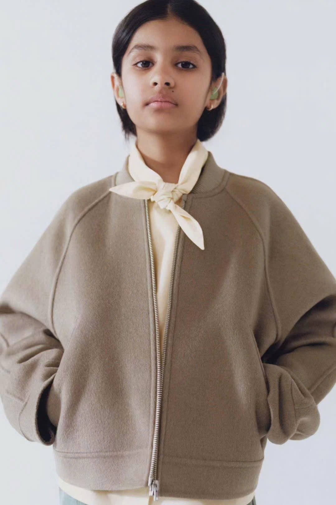 AK69 - Áo khoác dạ màu nâu dáng ngắn cho bé size 8-14y