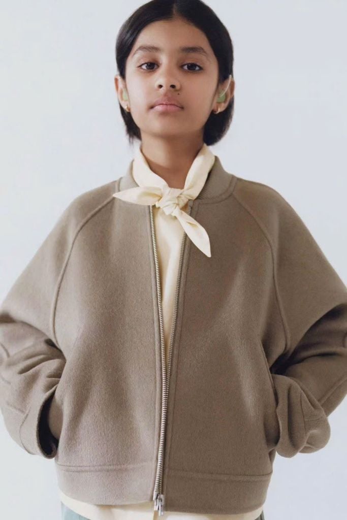 AK69 - Áo khoác dạ màu nâu dáng ngắn cho bé size 8-14y