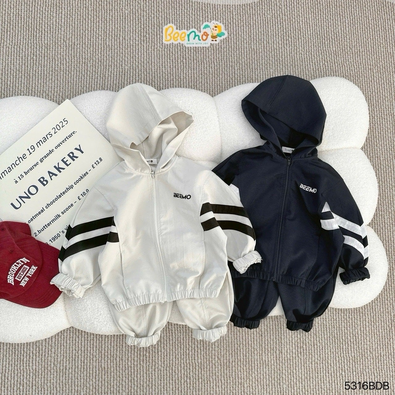 Bộ gió Beemo kẻ 2 màu cho bé trai size 1-6y