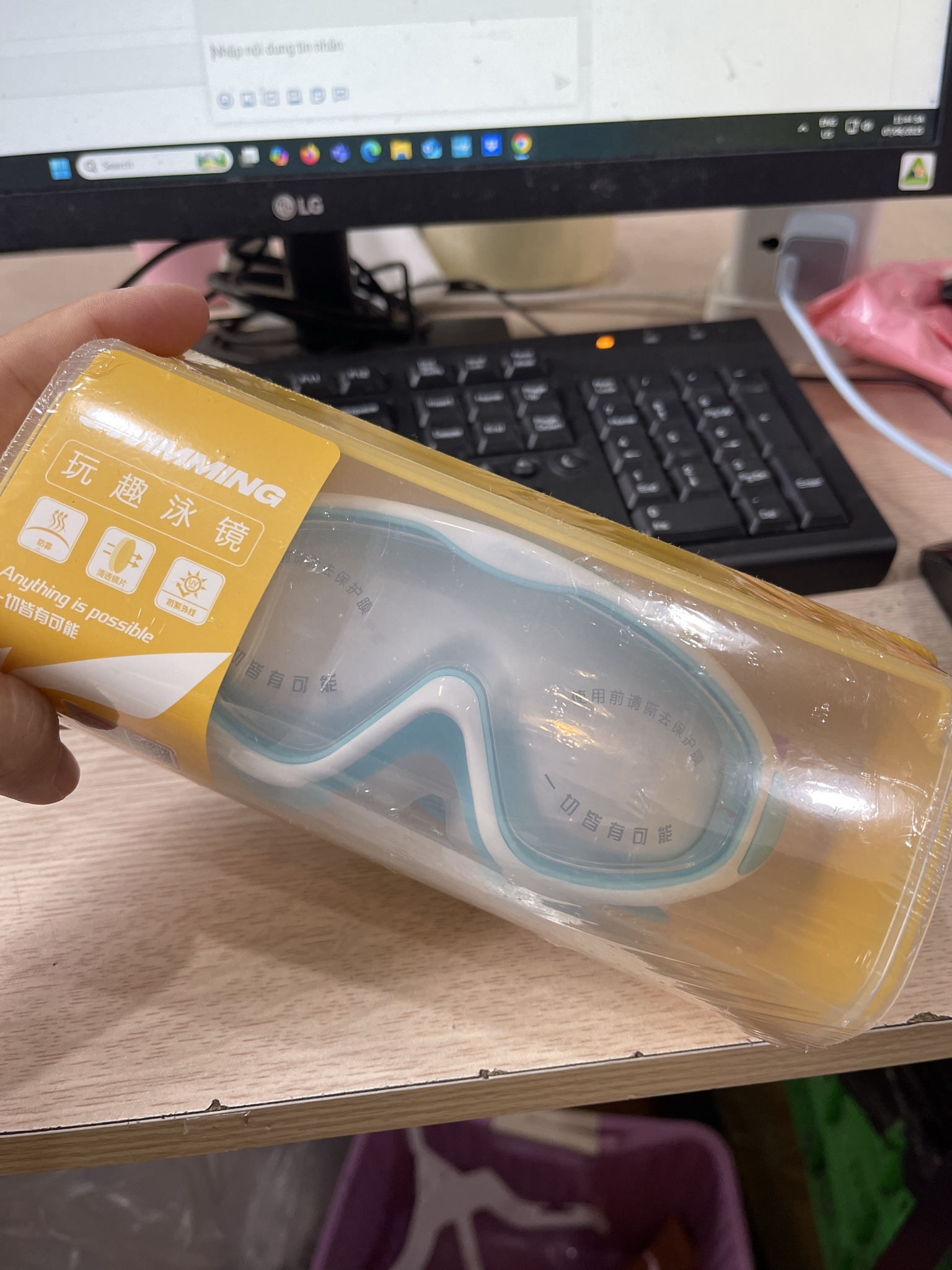 Kính bơi Lining mắt to nhiều màu BTBG size 4-12y