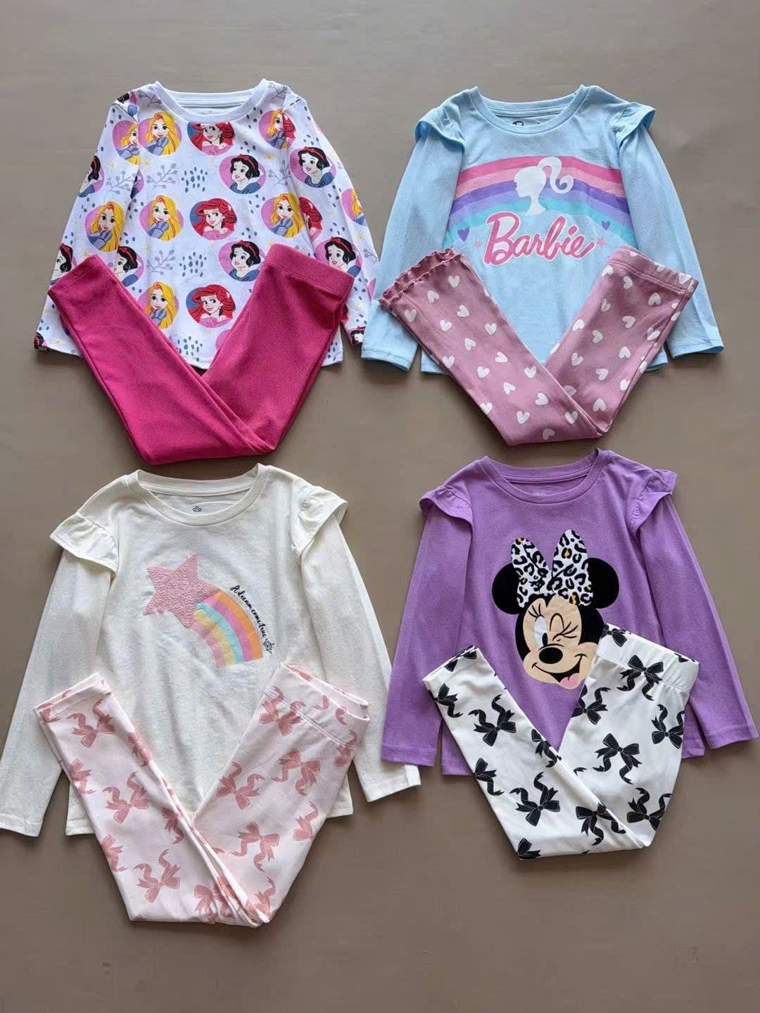 BBG30 - Bộ cotton Disney Minnie Barbie nhiều màu cho bé gái size 2-7y