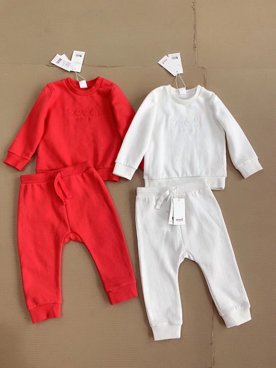 Bộ nỉ Seed thêu chữ trơn nhiều màu BTBG size 3m-10y