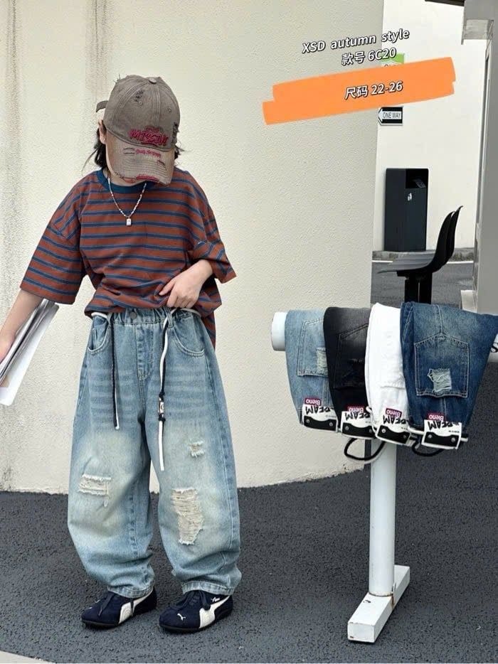 6C20 - Quần jean mài rách nhiều màu cho bé size 100-140