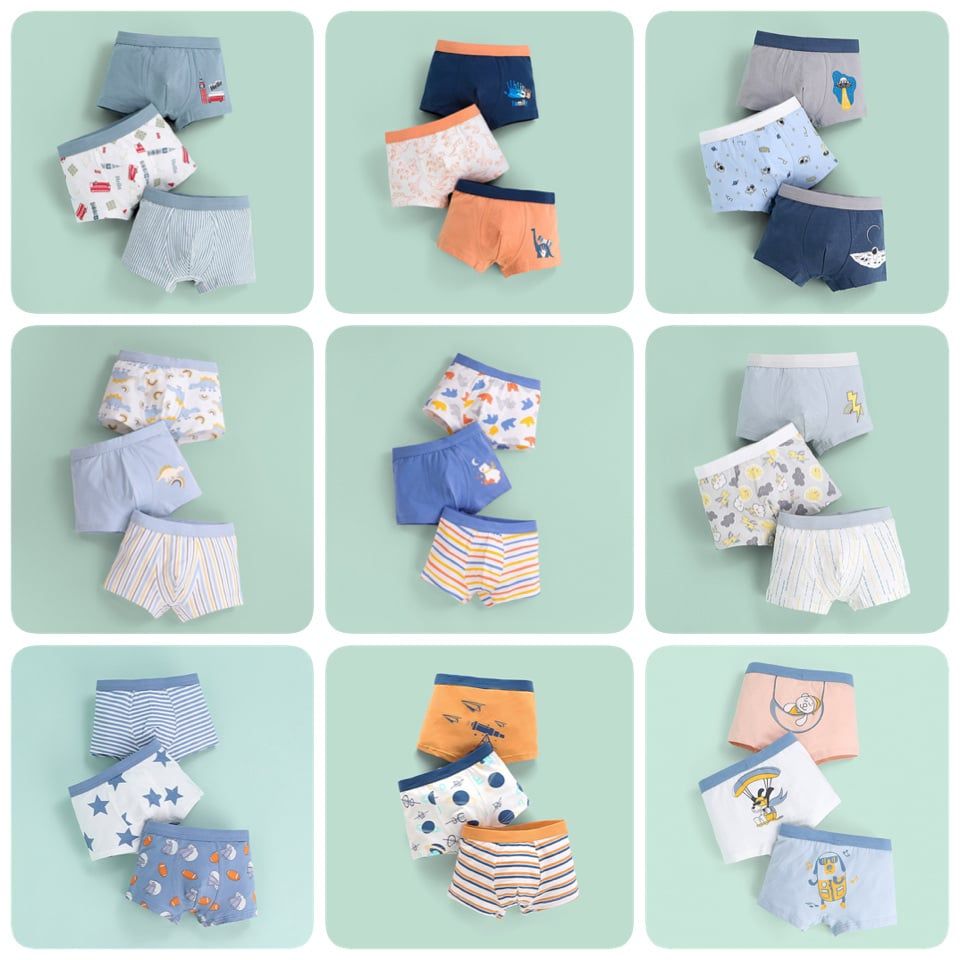 Set 3 sịp đùi cạp to nhiều mẫu BT size 100 - 170