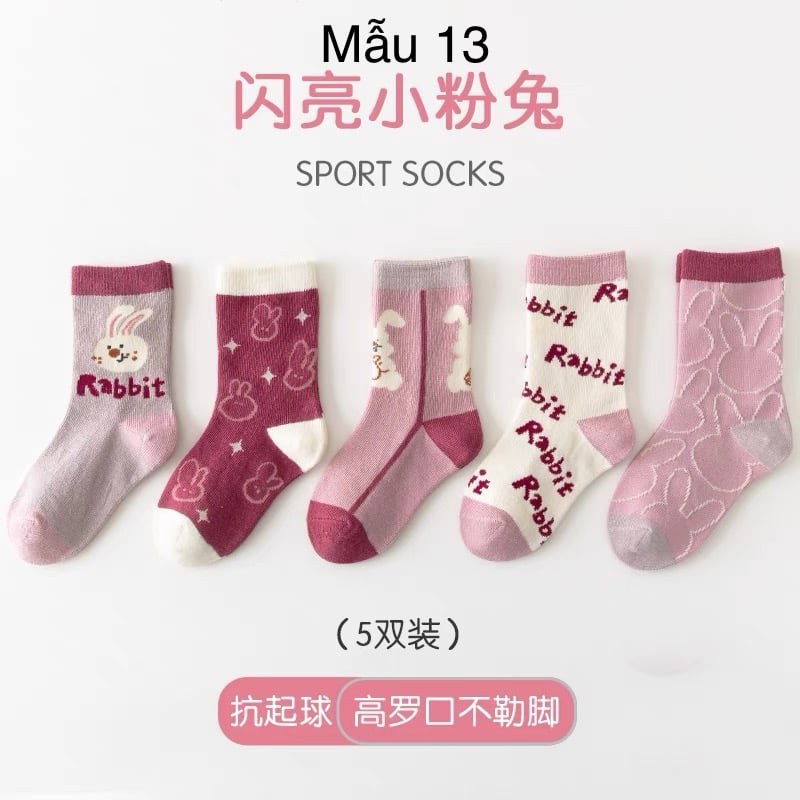 SH2511PK01 - Set 5 đôi tất Minliu Kidsocks dành cho trẻ em, chất liệu cotton+polyester+spandex, NSX Man Luu Textile Company Limited