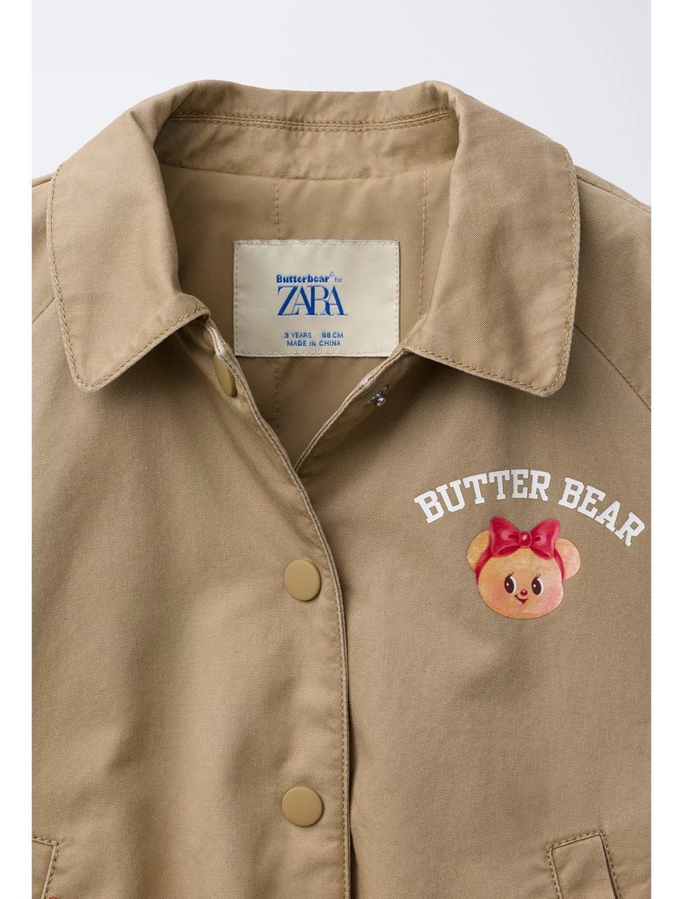 Áo khoác kaki chần bông ZR màu nâu Butter cho bé size 1-6y