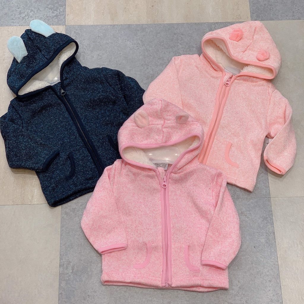 Áo khoác nỉ bông Rene Rofe mũ lót lông cừu sơ sinh