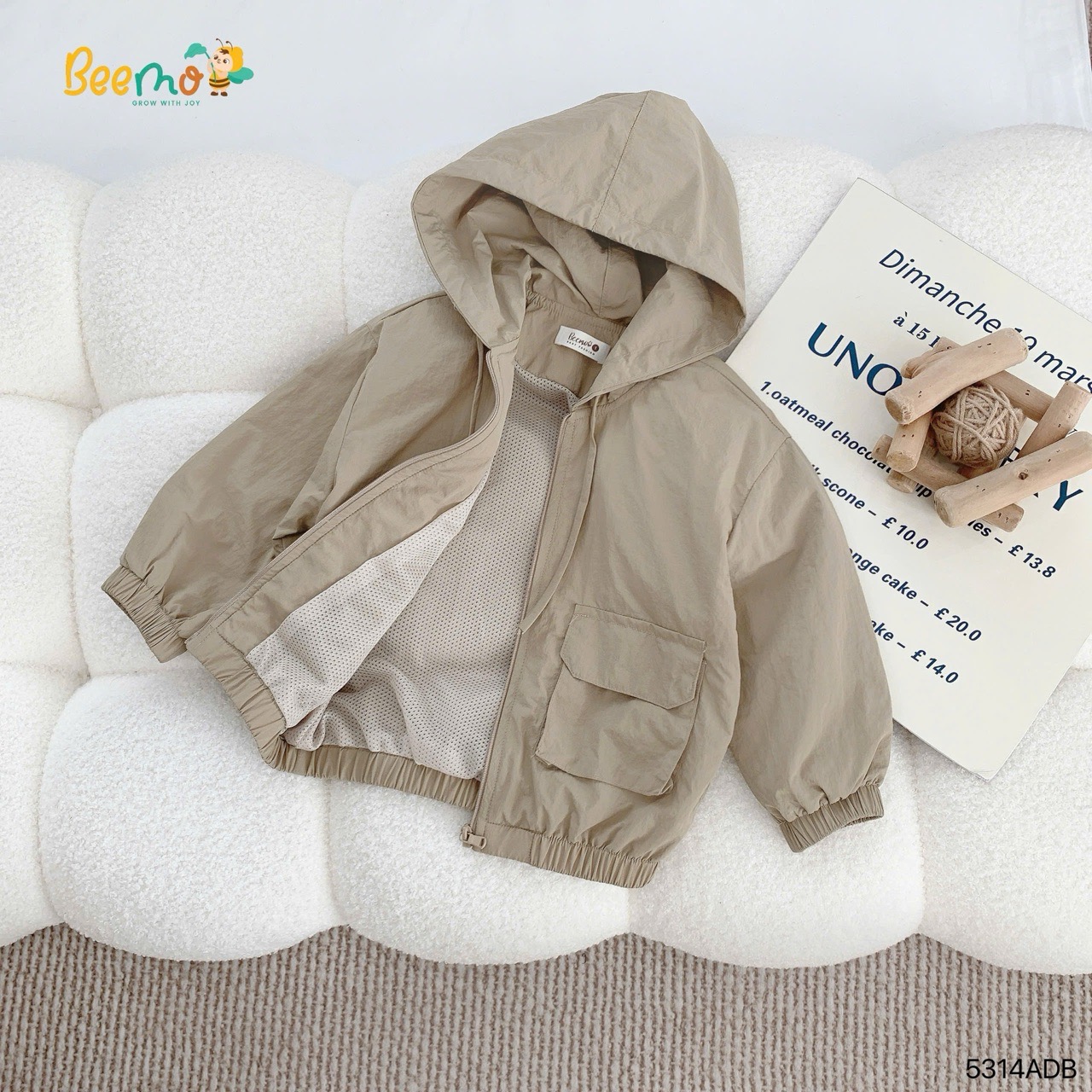 Áo khoác gió Beemo in hình sau lưng cho bé size 1-6y