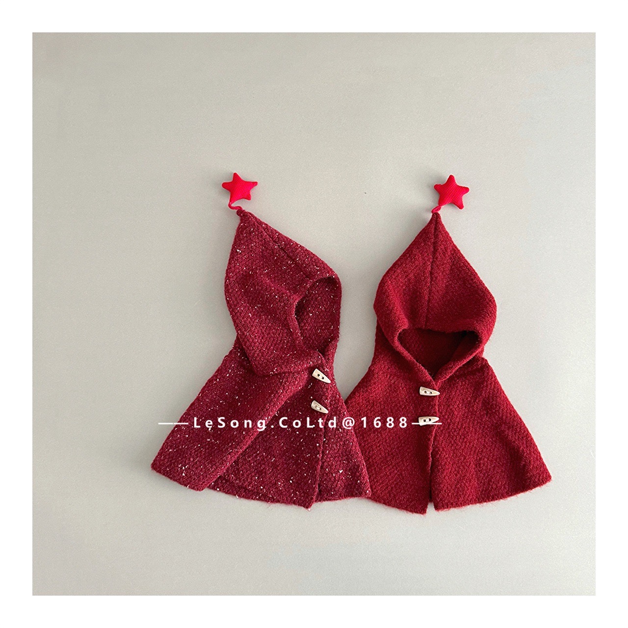 Mũ len chùm liền khăn đính chóp ngôi sao cho bé size 2-5y