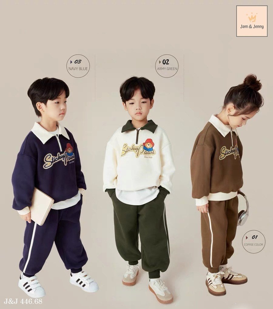 Bộ nỉ Jam&Jenny cổ đức Sticky Paus 3 màu size 2 - 12y