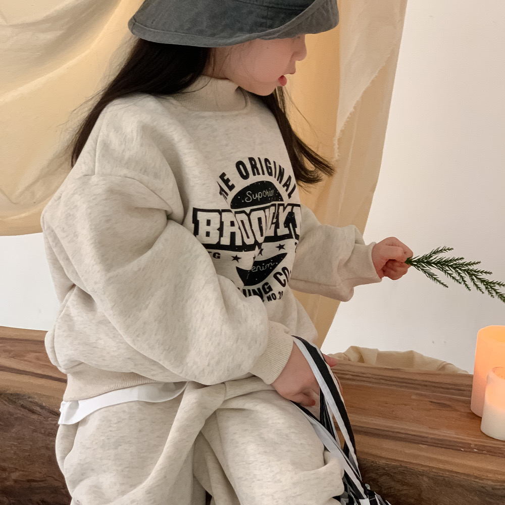 Bộ nỉ lót nỉ đại hàn Brooklyn 2 màu be/đỏ cho bé size 90-150