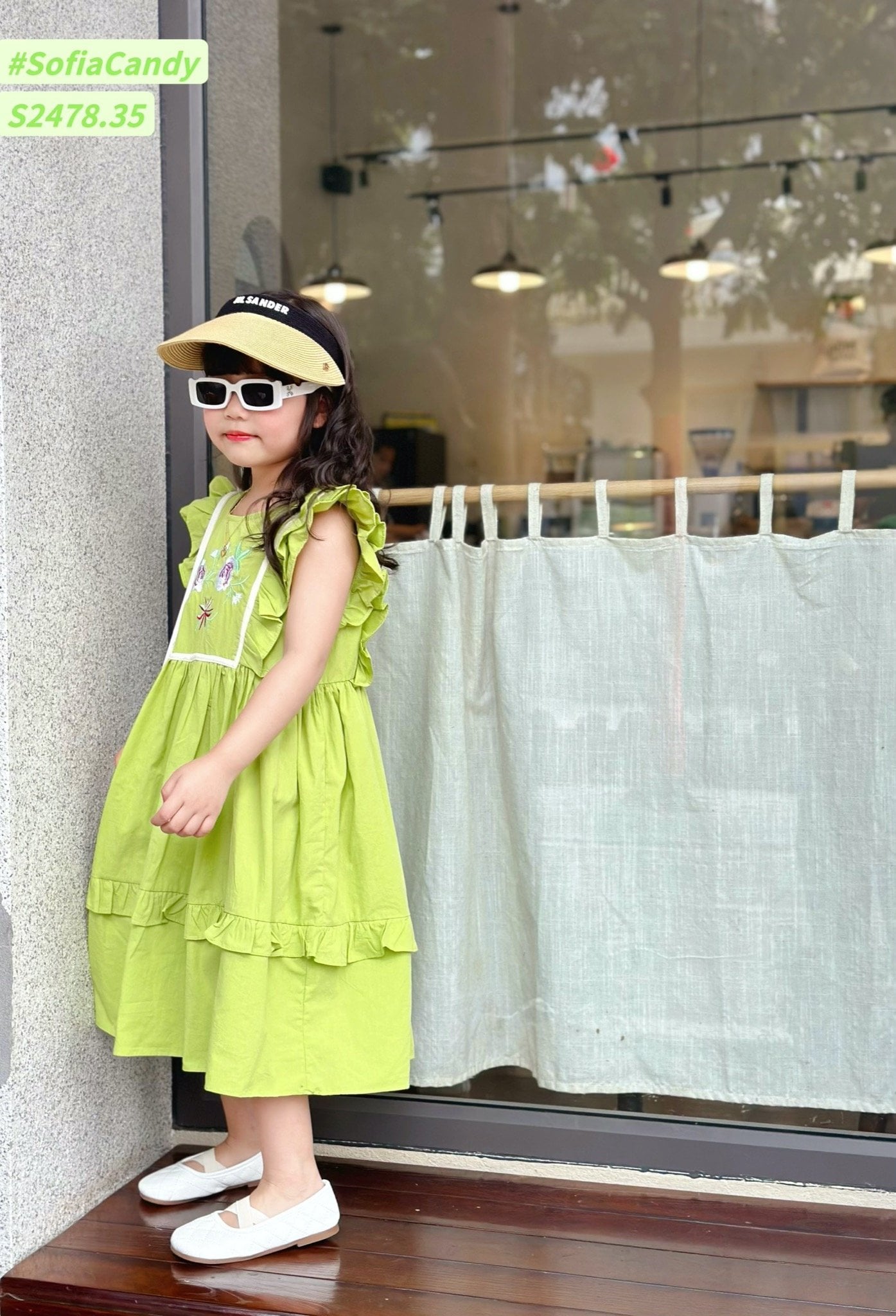 Váy Sofia Candy tiểu thư tay cánh tiên thêu hoa ngực nhiều màu BG size 1-10y