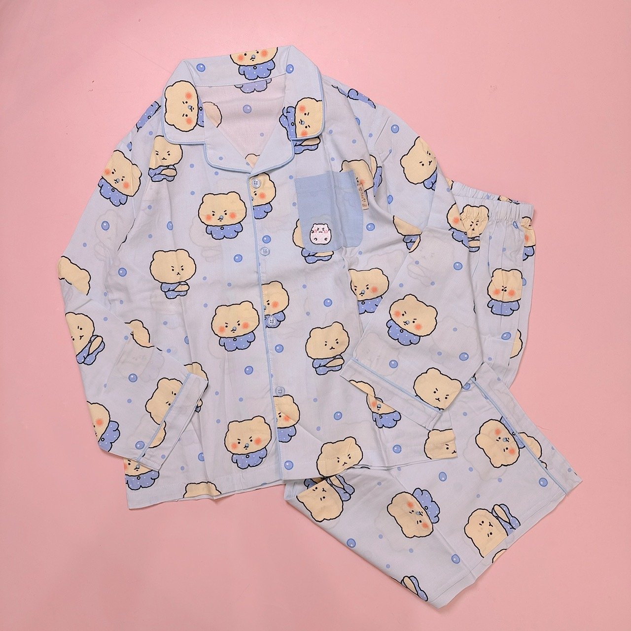 Pyjama thô dài tay vải Hàn nhiều mẫu cho bé size 110 - 160