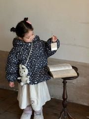 B172 - Áo khoác phao hoa đen cho bé size 90-130