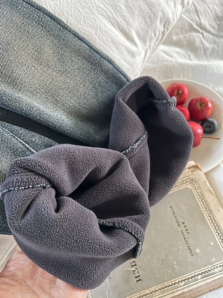 Quần jean Ambb mềm lót nỉ ống loe màu xanh đậm bé gái size 110-160