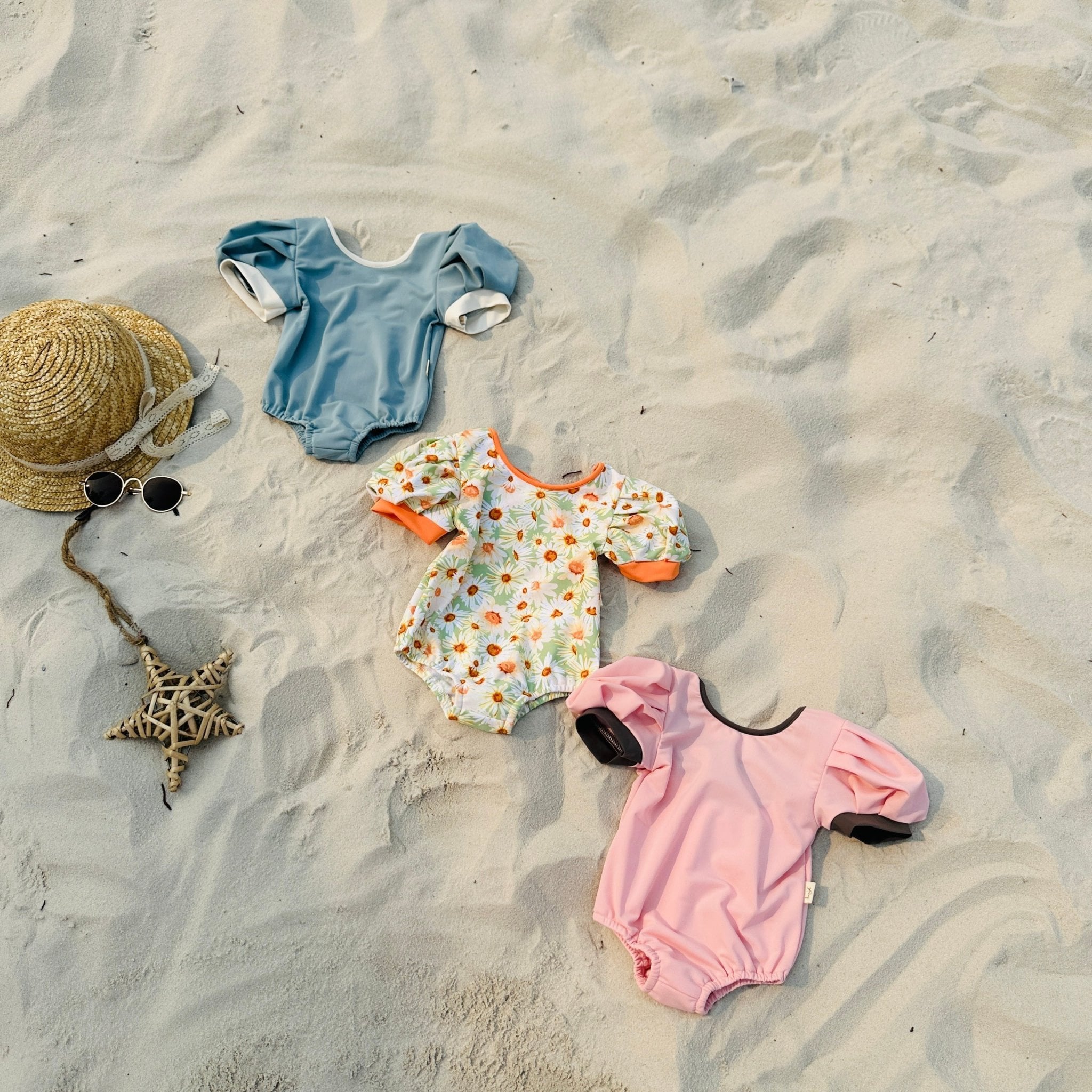 DB00026 - Bộ bơi liền Harifa vai bồng lưng dây đan chéo 3 màu size 9m - 8y