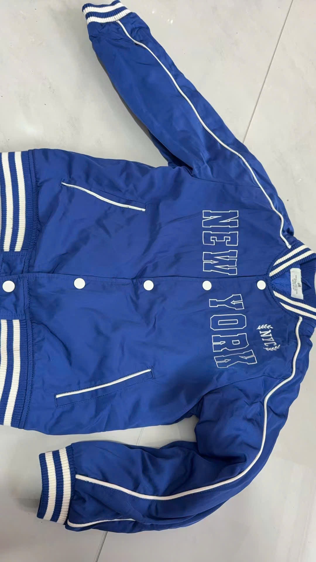 Áo khoác bomber dư xịn xanh New York bé trai size 2-10y