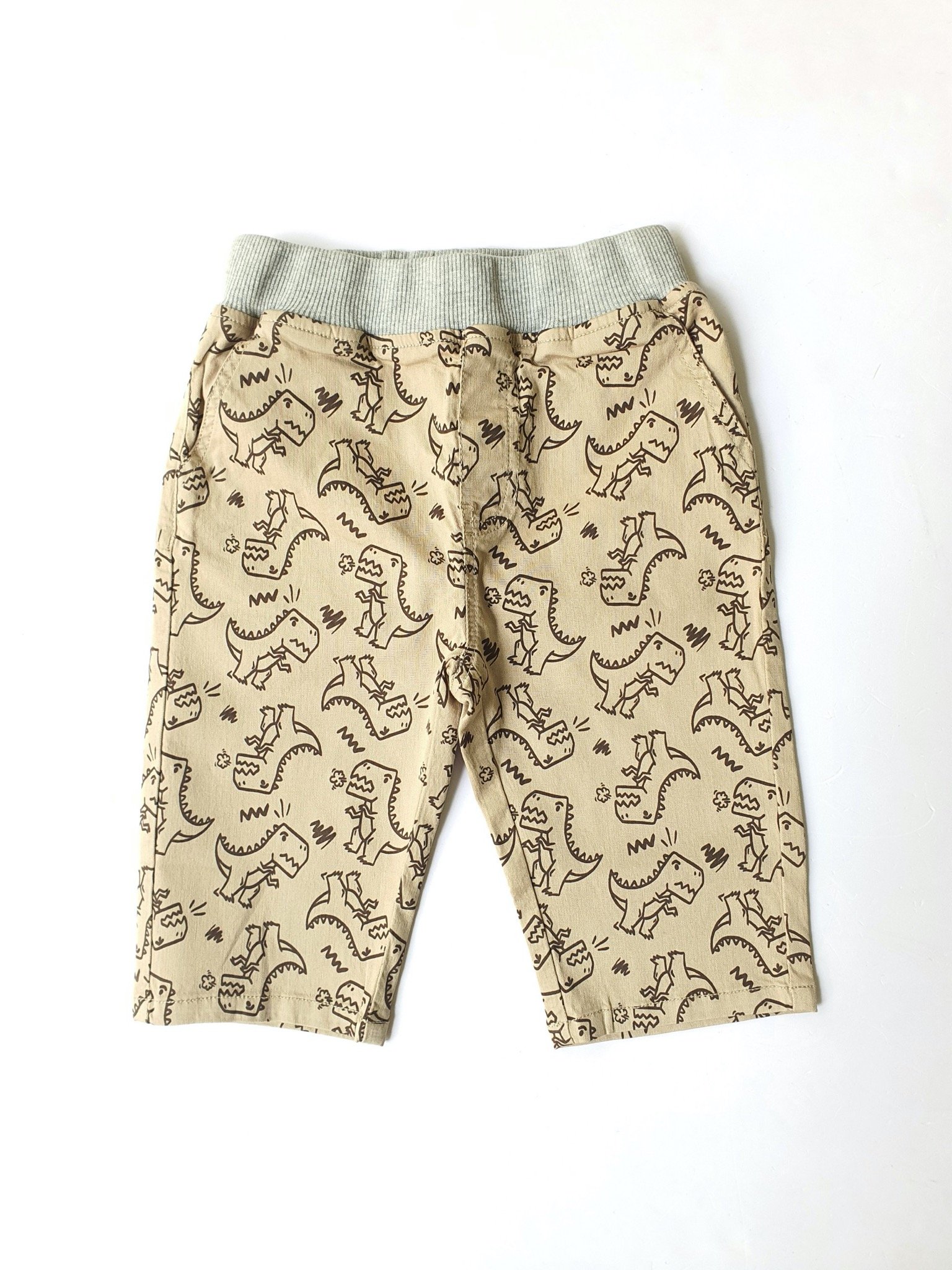 Quần ngố kaki Little Bobdog xuất Hàn màu nâu khủng long BT size 100-140