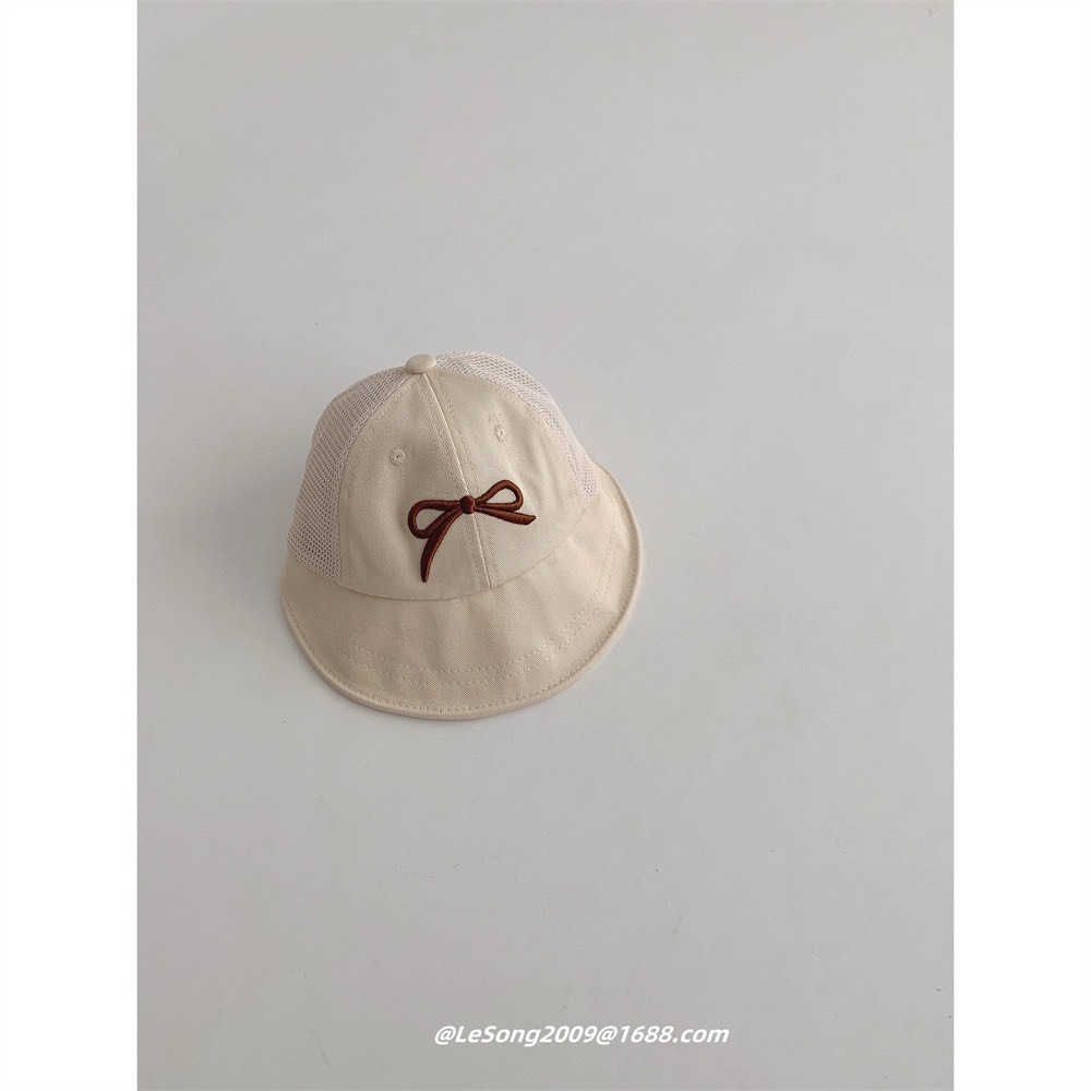 Mũ kaki vành tròn thêu nơ 4 màu ( Free size 49 - 52cm )