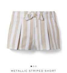 Quần short Janie & Jack sọc trắng be đính nơ BG