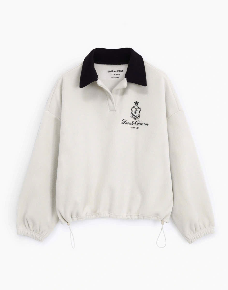 Áo nỉ bông cổ bẻ GGJJ dư xịn 2 màu cho bé size 6-14y