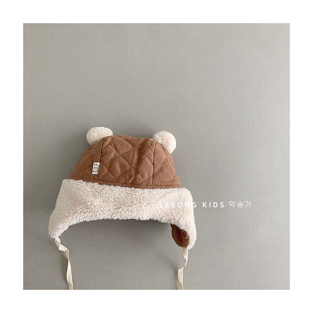 Mũ phi công chần bông tai gấu nhiều màu cho bé size 6m-2y