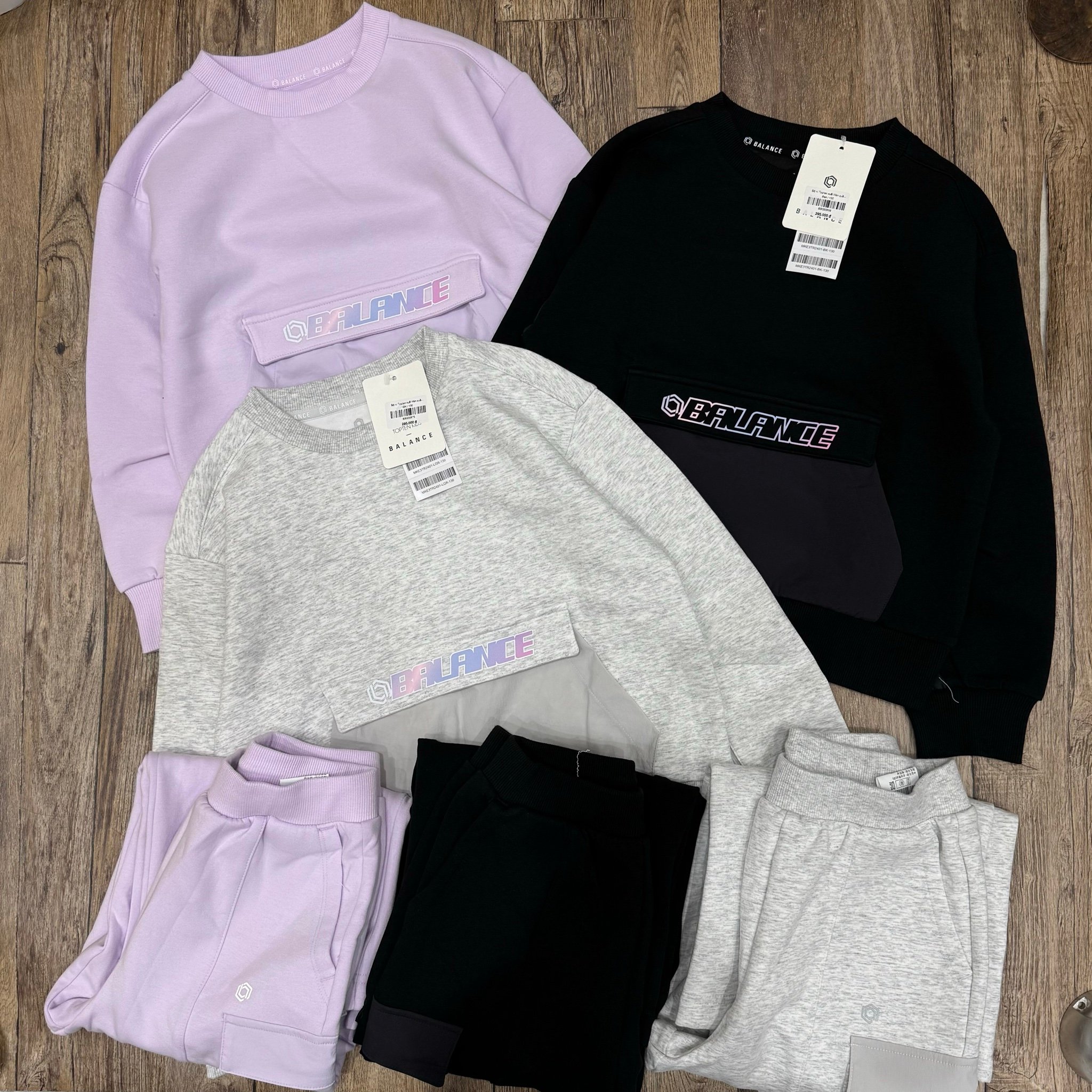 Bộ nỉ Topten xuất Hàn quần ống suông túi hộp nhiều màu bé gái size 120-170