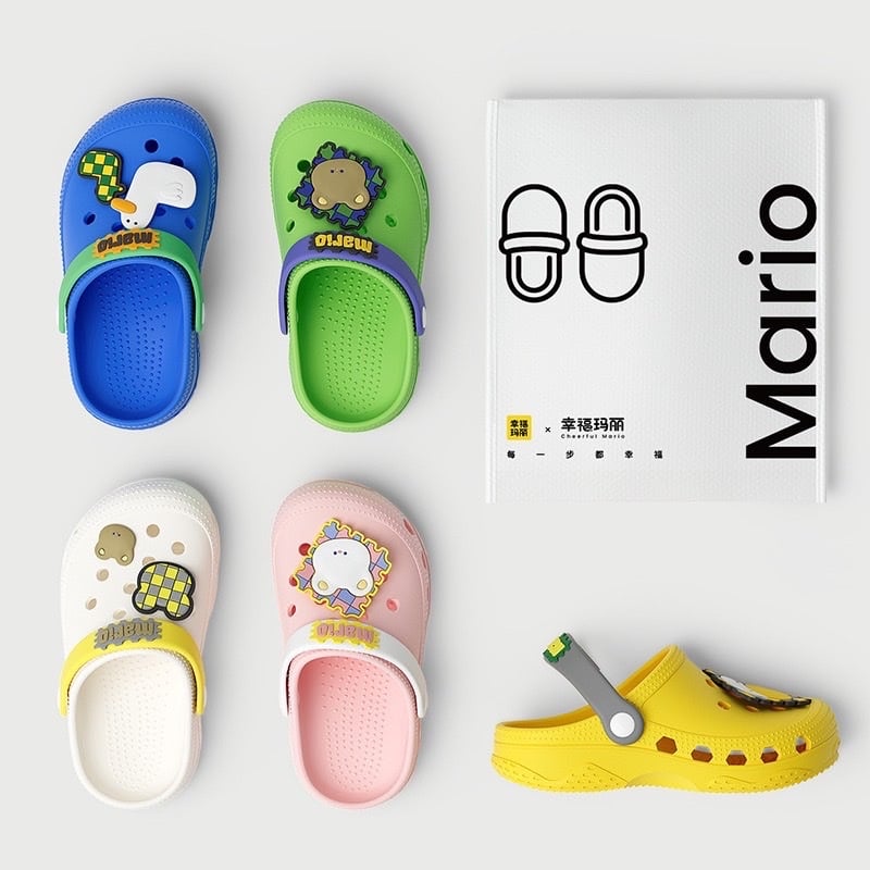 Sục nhựa quai chữ Mario đính jibit nhiều màu