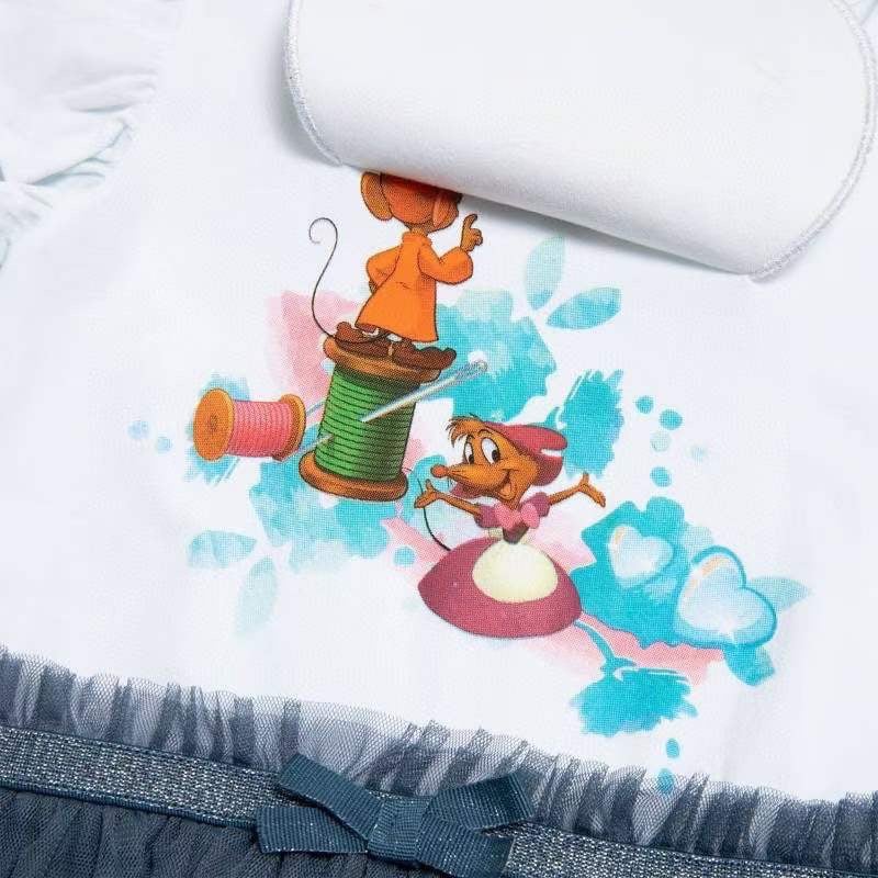Váy Disney cotton lật hình phối chân voan nhiều màu size 2 - 8y