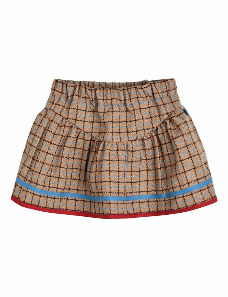 Chân váy MM xuất Hàn kẻ caro nâu bé gái size 90-110