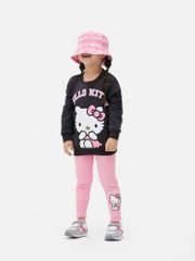 Bộ Primark áo nỉ bông màu ghi đen Hello Kitty - quần thun tăm size 2 - 8y