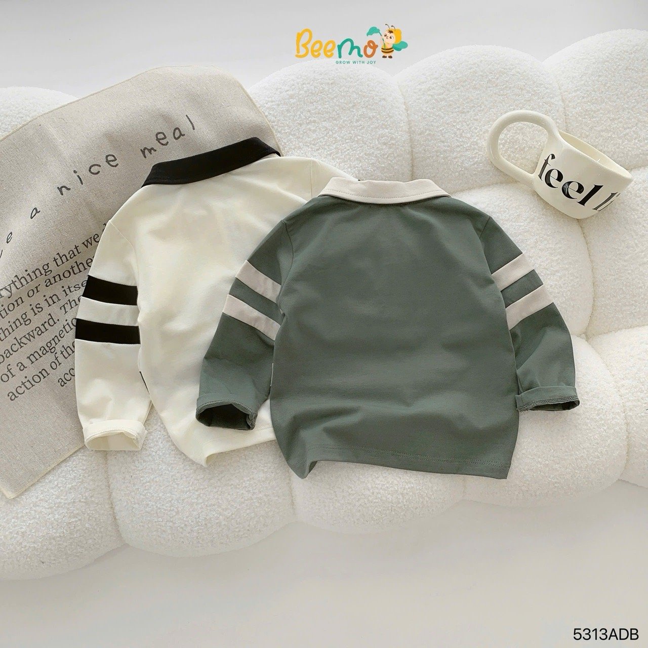 Áo polo cổ đức Beemo thêu ô tô 2 màu cho bé trai size 1-6y