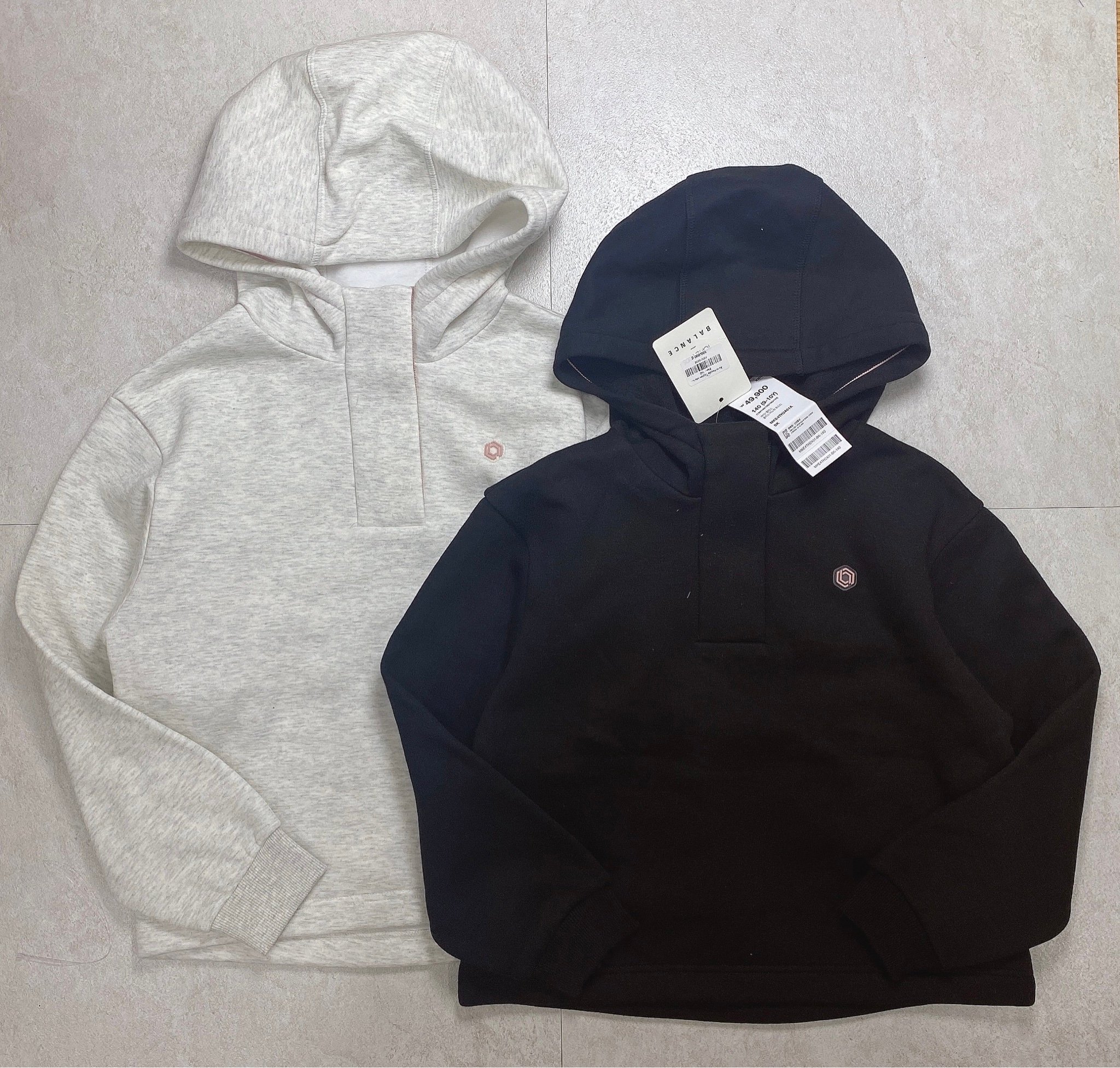 Áo nỉ hoodie Topten kéo khóa cổ 2 màu ghi / đen Bé Gái size 130 - 170