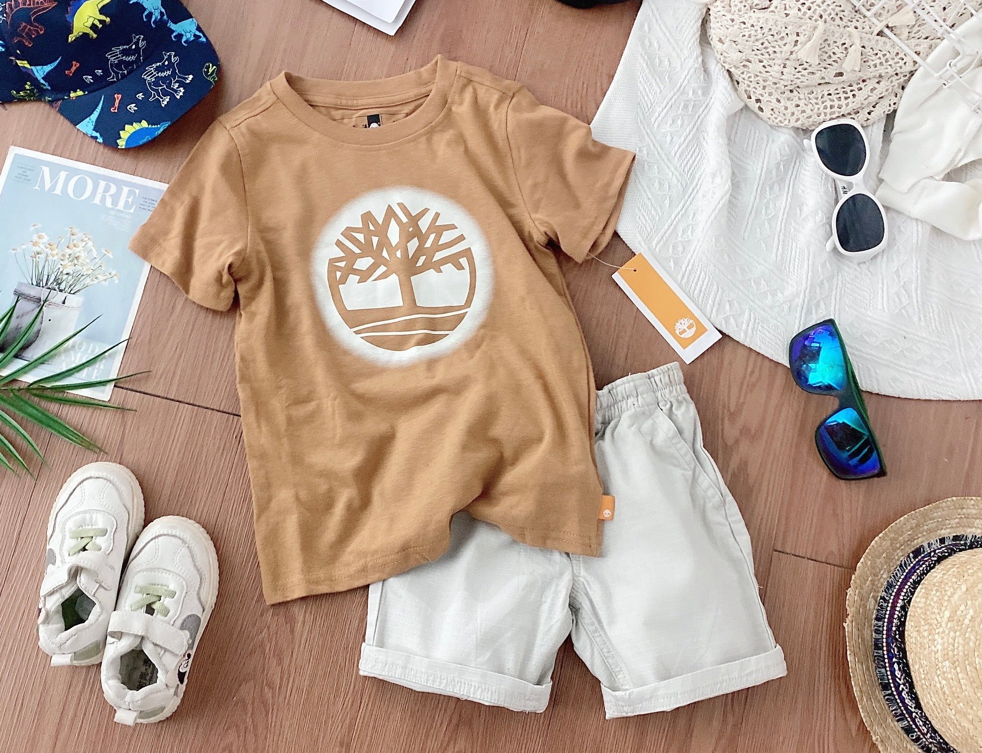 Bộ Timberland áo cotton - quần kaki nhiều hình BT size 3m - 7y