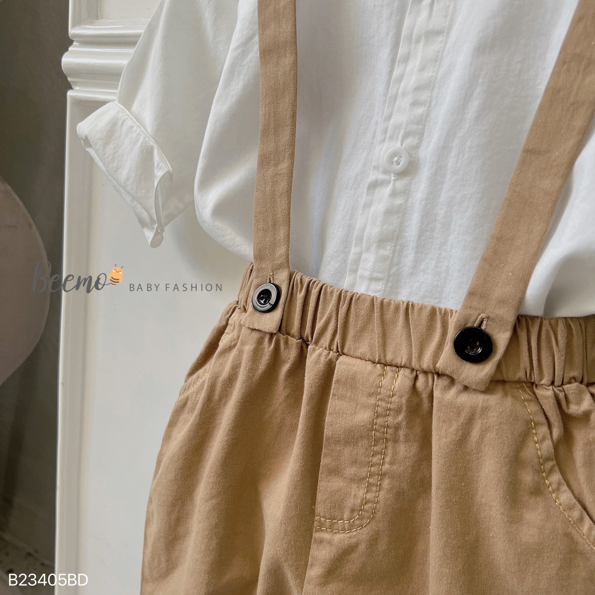 Bộ sơ mi công tử kèm nơ Beemo 2 màu nâu / đen size 80 - 130