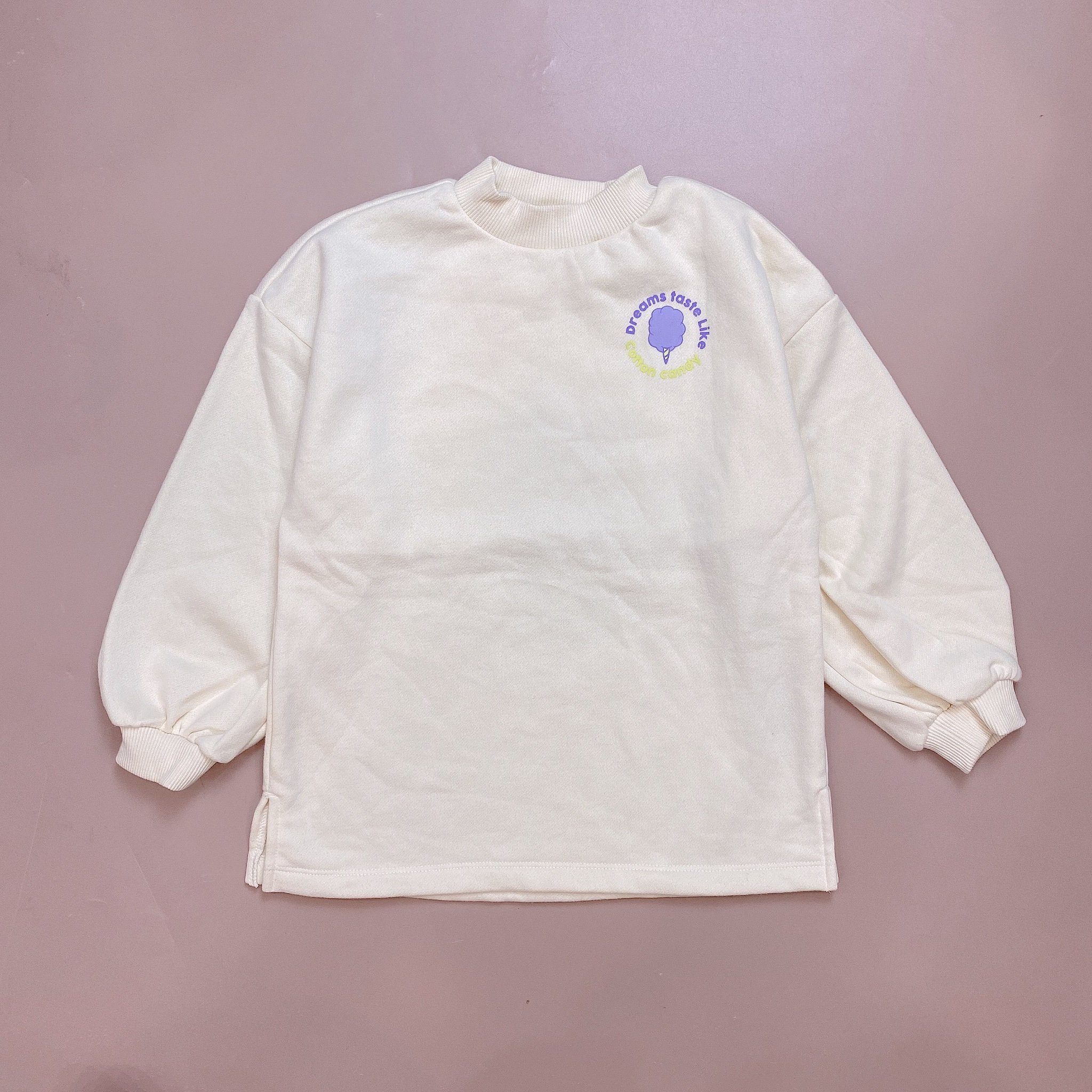 Áo váy nỉ bông Topten trơn màu ngực in hình tay nhún size 120 - 160