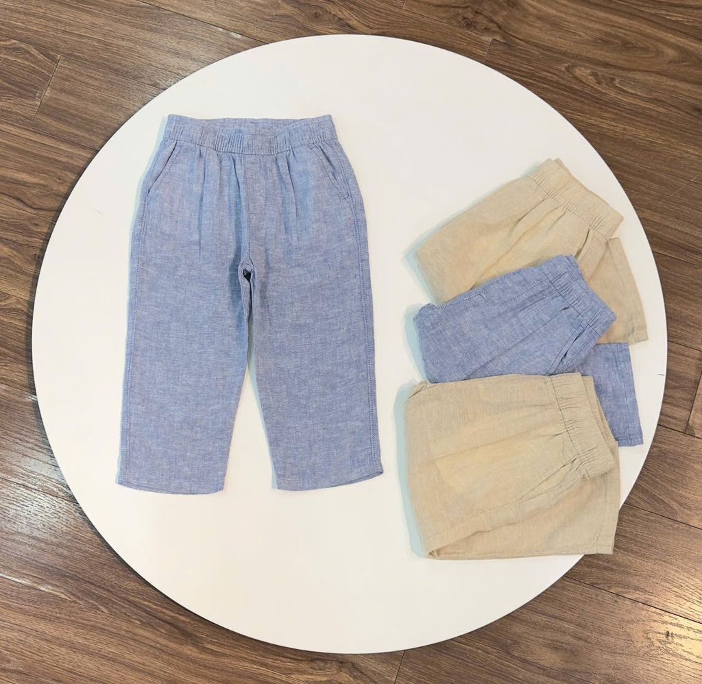 Quần dài linen xuất dư xịn Baby G.A.P 2 màu be / xanh size 1 -5y