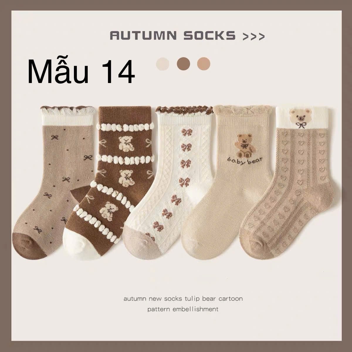 2024 - Set 5 tất Minliu Kids Socks nhiều hình Bé Gái size S - XL ( 2 - 15y )