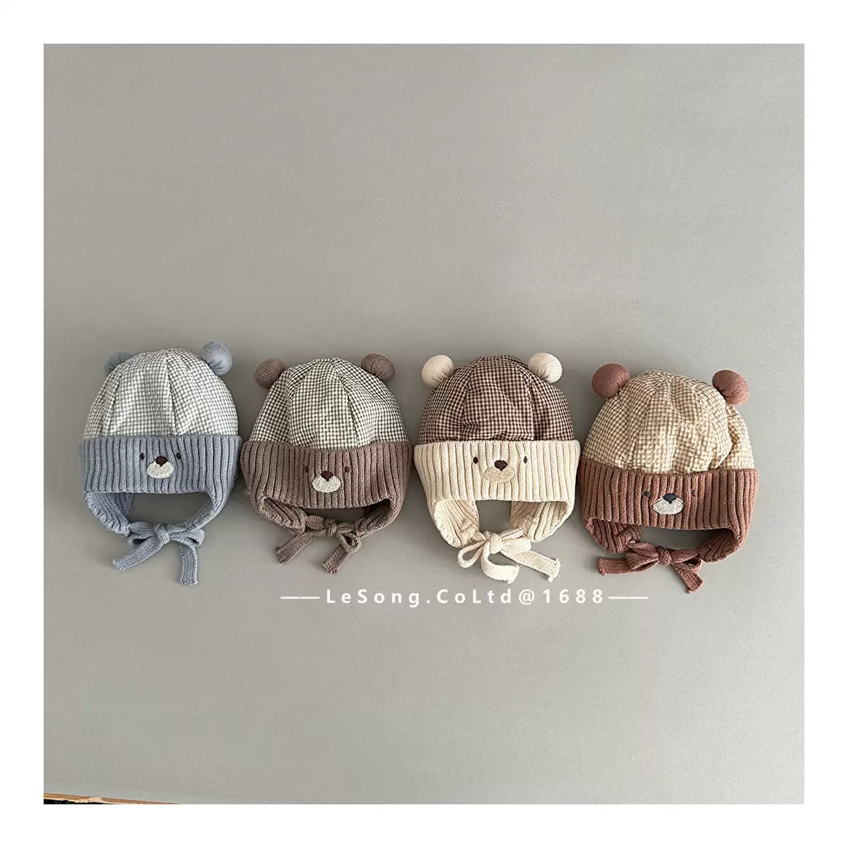 Mũ có tai lót nỉ giữ ấm cho trẻ em chất liệu vải nhung gân kích thước 48-50cm, NSX Yiwu Lesong