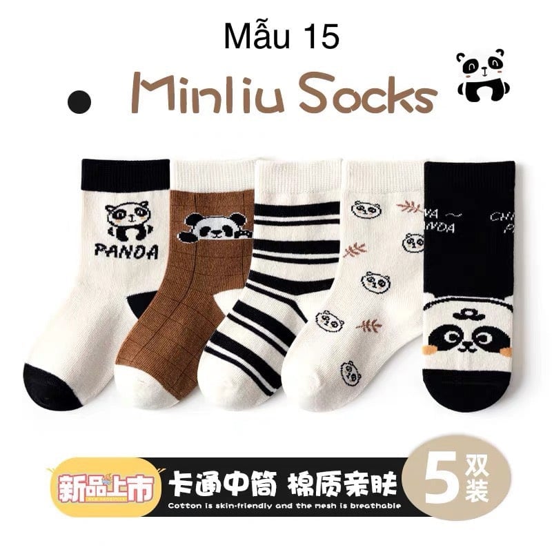 Set 5 tất Minliu Kids Socks nhiều hình Bé Trai size S - XL ( 2 - 12y )