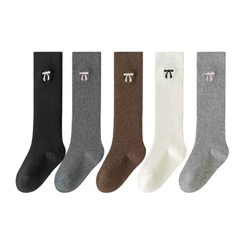 Tất cao cổ thêu nơ nhiều màu cho bé size 3-12y