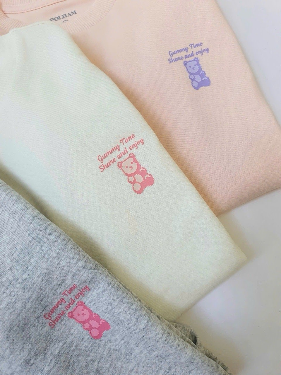 Áo nỉ Polham trơn in logo nhỏ nhiều màu cho bé size 120-170