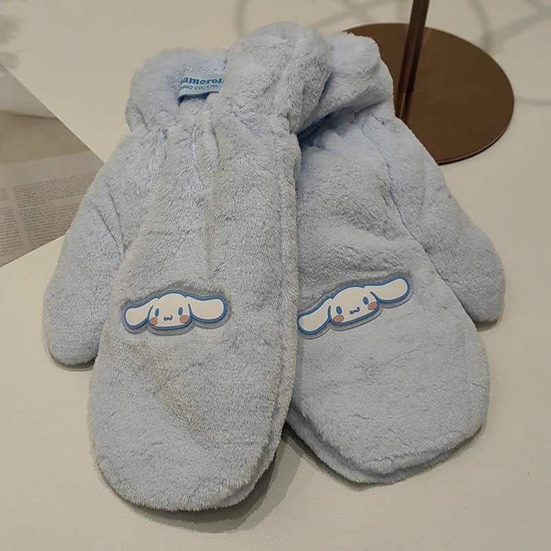 Găng tay lông chụp ngón hoạ tiết Kuromi, Melody, Cinnamoroll bé gái dòng đại size 8-14y