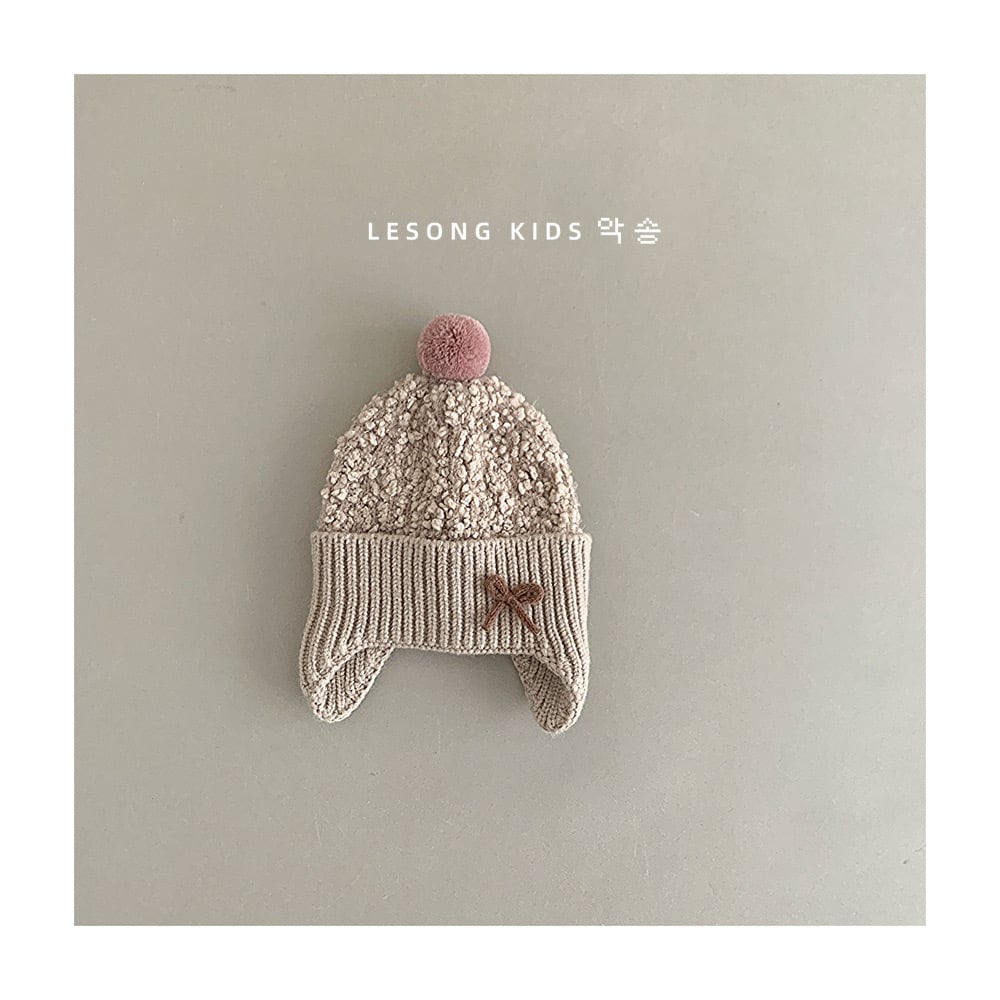 Mũ len trùm tai đính nơ nhiều màu cho bé size 1-4y