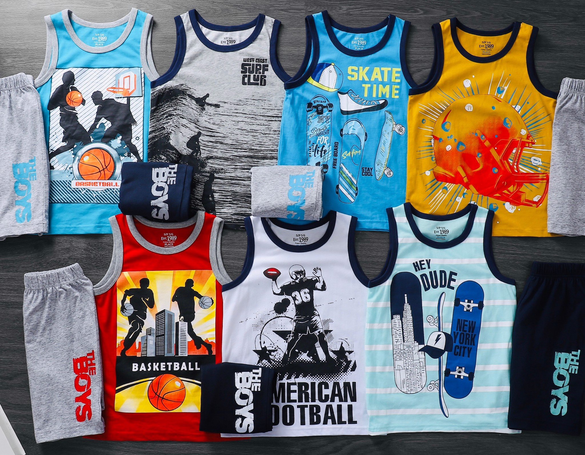 Bộ ba lỗ Place 7 hình Bé Trai size 4 - 16y - Bảng màu 2