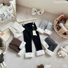 9530 - Quần legging lót lông chân viền lông kitty bé gái size 90-130